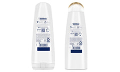 Dove Thickening Shampoo pour captures creamy lathering action for gentle cleansing.