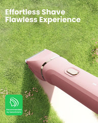 Dovety bikini trimmer ceramic blade close-up enables gentle shaving on sensitive skin.