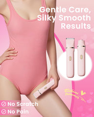 Dovety bikini trimmer in shower use for convenient wet grooming.