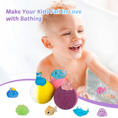 DOVIPE eight scents bath bombs with eucalyptus, rose, peach, and more for kids.