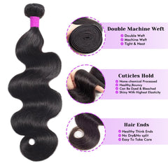 Dowstalgirl body wave bundles 20 inch long for dramatic, full-bodied waves