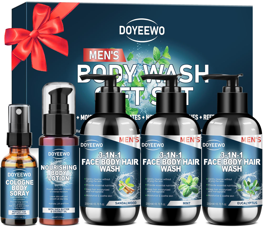 DOYEEWO sandalwood-scent body wash gift set; soothing cleanse for daily routine.