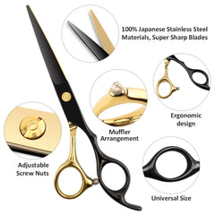 Dozmux tooth scissors shown for thinning and texture work