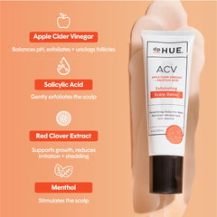 dpHUE ACV Exfoliating Scalp Detox applying massage shows pre-shampoo treatment