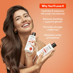 dpHUE ACV Revitalizing Shampoo foam-lather close-up highlights cleansing action and fullness potential