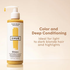 dpHUE Gloss+ Golden Blonde application steps show quick at-home tint and conditioning.