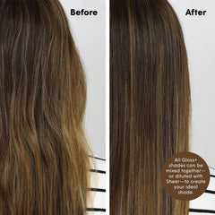 dpHUE Gloss+ Light Brown hair close-up showing silky shine and brunette radiance