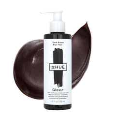 dpHUE Gloss+ Dark Brown bottle emphasizes rich color and deep shine.