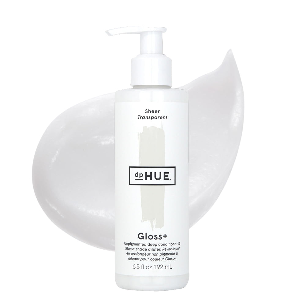 dpHUE Gloss+ Sheer bottle shows universal moisture for all hair colors.