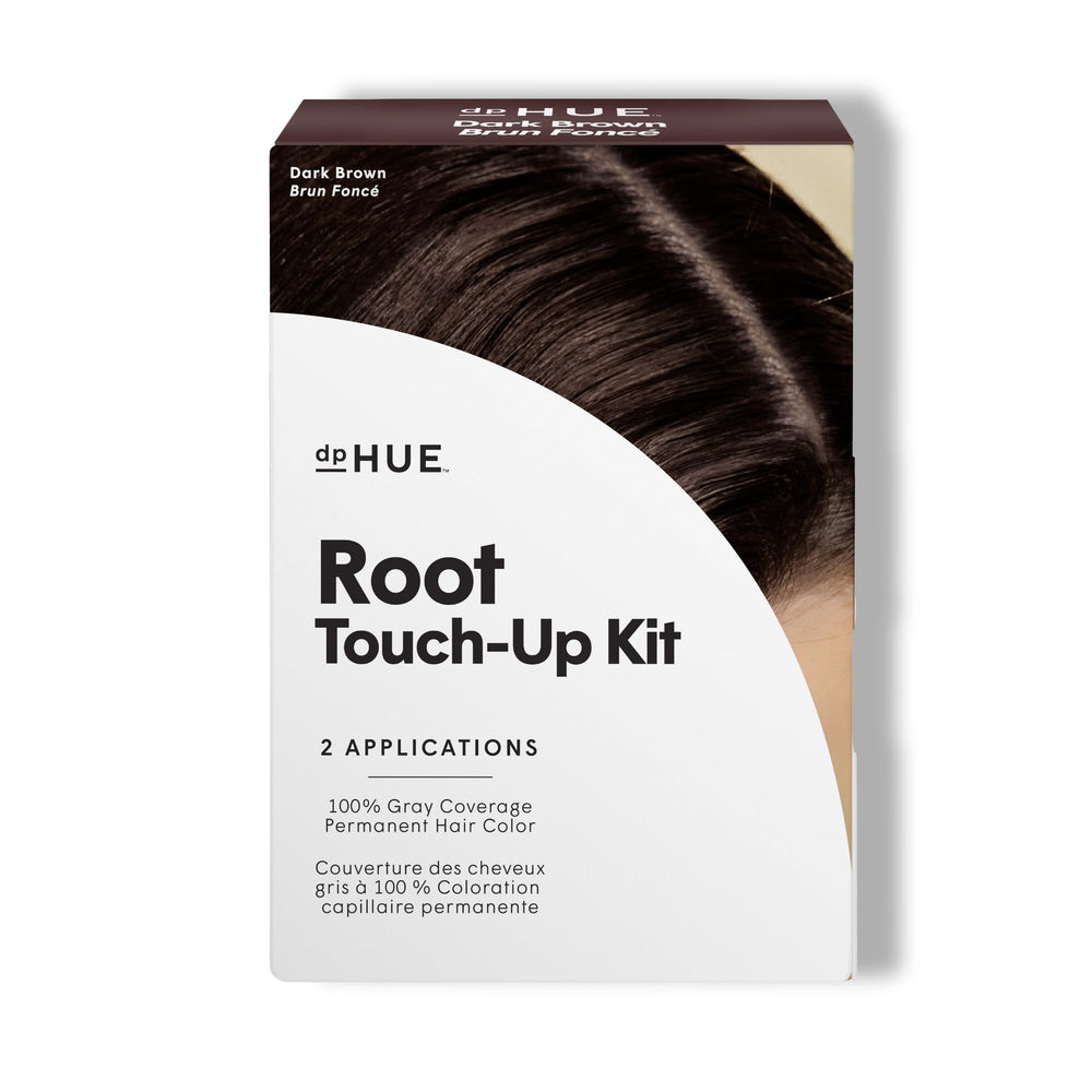 dpHUE Root Touch-Up Kit dark brown box shows at-home gray coverage option
