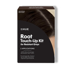 dpHUE Root Touch-Up Kit packaging closeup shows vegan formula for resistant grays.