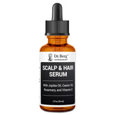 Dr. Berg Scalp & Hair Serum bottle—nourishing formula for scalp health and shine.