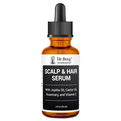 Dr. Berg Scalp & Hair Serum bottle—nourishing formula for scalp health and shine.