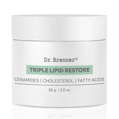 Dr Brenner triple lipid restore jar closeup shows rich hydration for daily moisture