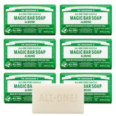 Dr. Bronner's Magic Bar Almond packaging uses recycled wrap for eco-friendly routine