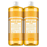 Dr. Bronner's Magic Soap citrus bottle pour supports versatile body, hair, or dish use.