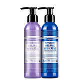 Dr. Bronner's Organic Hair Crème bottle front showing natural oils for shine and manageability