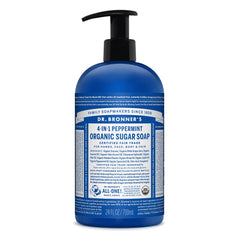 Dr. Bronner's Organic Sugar Soap Peppermint bottle ready for daily cleanse