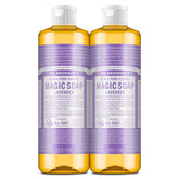 Dr. Bronner's Pure-Castile Lavender bottle close-up showing versatile cleansing options.