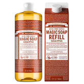 Dr. Bronner's Pure-Castile soap bottle with eucalyptus for daily cleansing