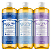 Dr. Bronner's Peppermint Pure-Castile soap bottle with refreshing cleanse and bright lather