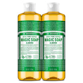 Dr. Bronner's Pure-Castile Almond soap with rich lather for gentle cleansing.