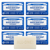 Dr. Bronner's Peppermint Pure-Castile soap bar lather close-up for refreshing face and body cleansing
