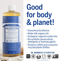 Dr. Bronner's Peppermint Pure-Castile 2-pack packaging signals eco-friendly value.