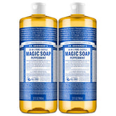 Dr. Bronner's Pure-Castile Peppermint bottle pour for versatile cleansing and refreshing feel