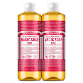 Dr. Bronner's Pure-Castile Rose bottle with regenerative oils for versatile cleaning tasks.