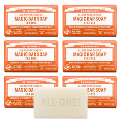 Dr. Bronner's Tea Tree Magic Bar Soap lather close-up for refreshing cleansing.