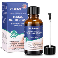 Dr. Budwa Toenail Fungus Treatment bottle with precision brush for targeted nail care.