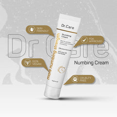 Dr Care Numbing Cream front label highlights 5% strength for fast-acting comfort.