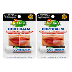Dr. Dan's Cortibalm 2-pack tubes close-up for fast lip healing