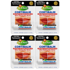 Dr. Dan's Cortibalm 4 Pack packaging on box, ideal for family lip care on the go.
