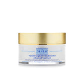 Dr. Denese Triple Strength Wrinkle Smoother jar closeup showing hydrating night cream texture for smoother skin