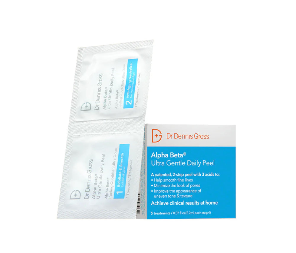 Dr Dennis Gross Alpha Beta Ultra Gentle Daily Peel box packaging for at-home use.