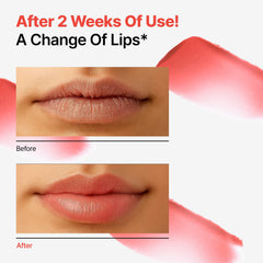 Dr.Different retinal lip balm tinted applied on lips with smooth glide.