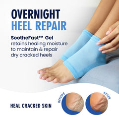 Dr. Frederick's Original gel-lined heel closeup demonstrates moisture retention for dry heels.