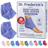 Dr. Frederick's Original moisturizing fuzzy heel socks pair provides overnight hydration for softer feet.