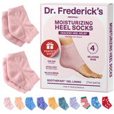 Dr. Frederick's Original moisturizing fuzzy heel socks in rose deliver overnight hydration for dry feet.