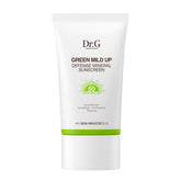 Dr.G Green Mild Up Defense bottle showing lightweight mineral sunscreen for daily protection