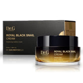 Dr.G Royal Black Snail Cream jar closeup showing rich hydration texture.