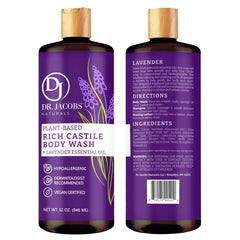 DR.JACOBS NATURALS lavender castile soap packaging highlights USA-made commitment.