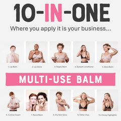 Dr. Lipp Original Nipple Balm lip-application demonstrates multi-use hydration on lips.