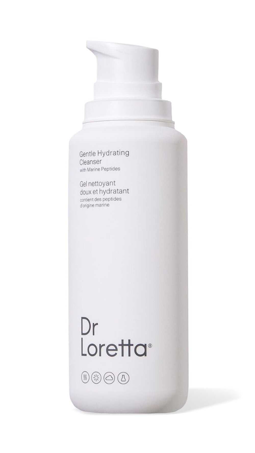 Dr Loretta Gentle Hydrating Cleanser packshot in white bottle, vegan and sulfate-free skincare