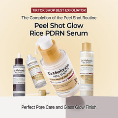 Dr.Melaxin Peel Shot Glow Rice PDRN Serum application swatch shows smooth texture for pores.