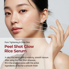 Dr.Melaxin Peel Shot Glow Rice PDRN Serum texture closeup highlights lightweight absorption.