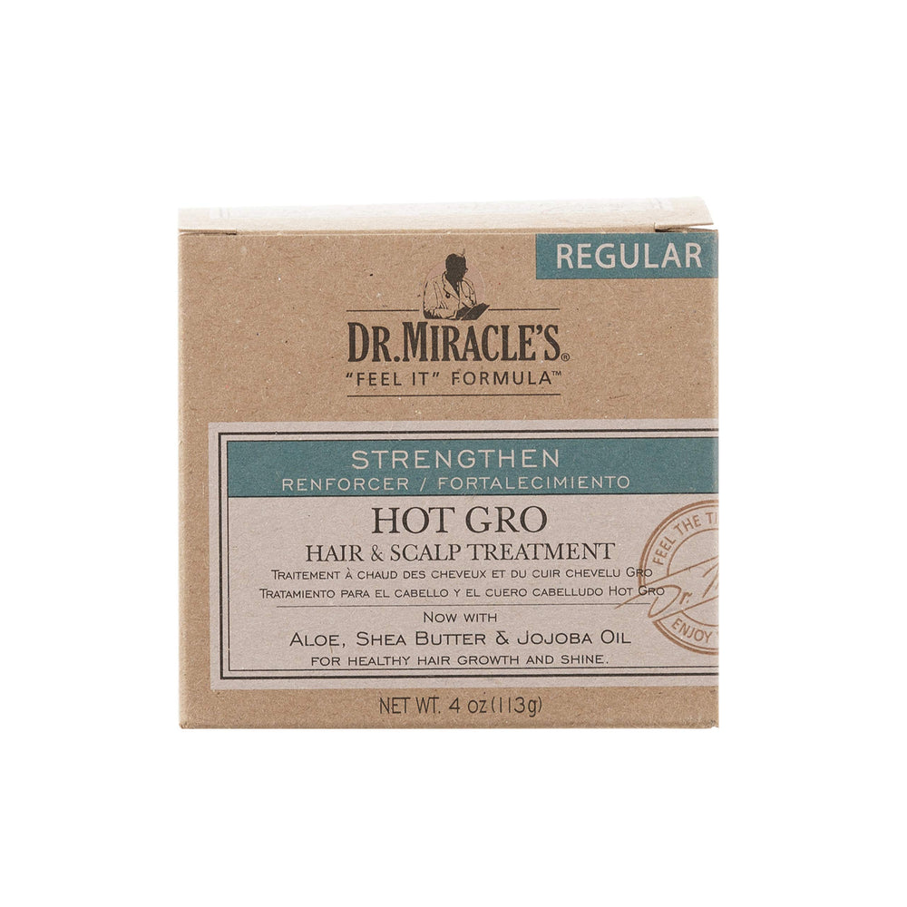 Dr. Miracle's Strengthen Hot Gro bottle with pump for easy scalp application.