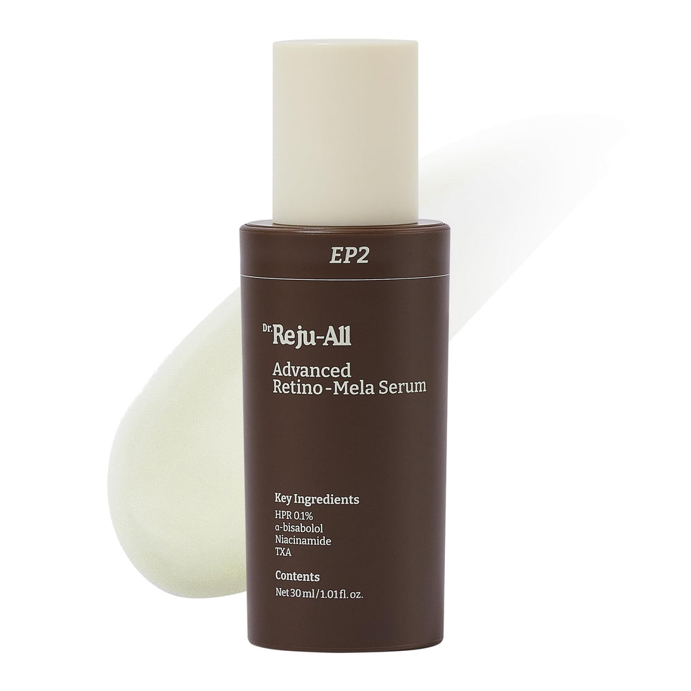 Dr.Reju-All Retino-Mela Serum bottle for an easy nightly routine and refined skin.